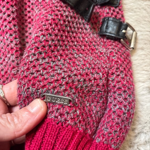 Guess Red Cowl Neck Sweater with Buckle Accents - Picture 3 of 4
